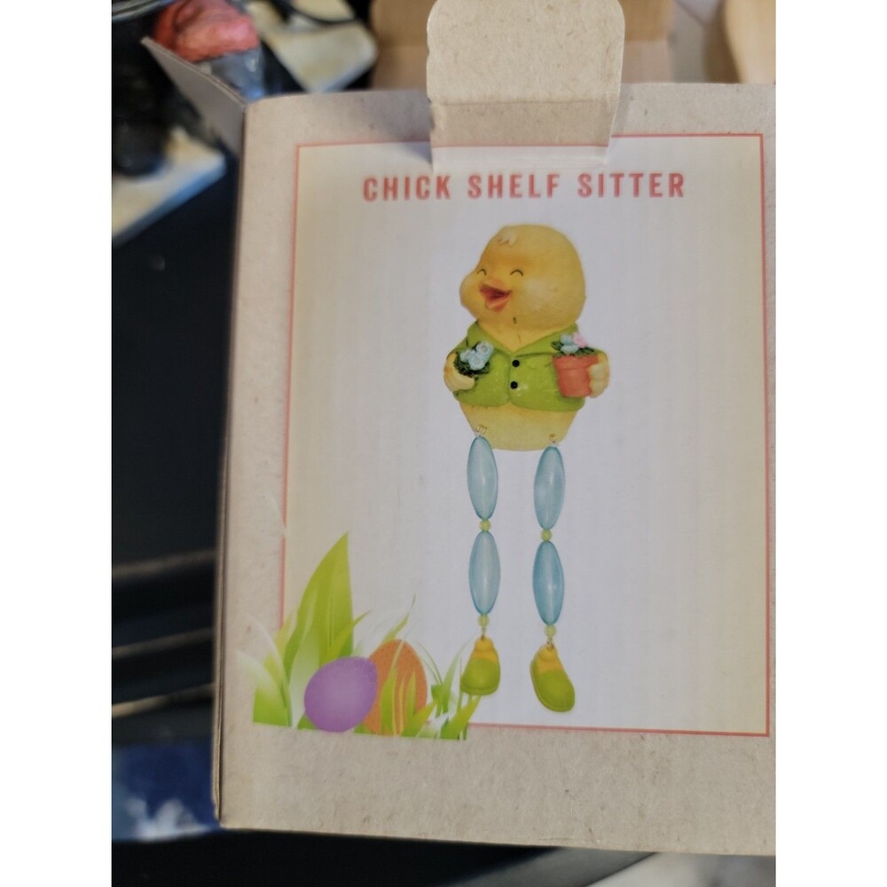Anthropomorphic Chicks Shelf Sitter Resin Hanging Legs Spring Easter Lamb